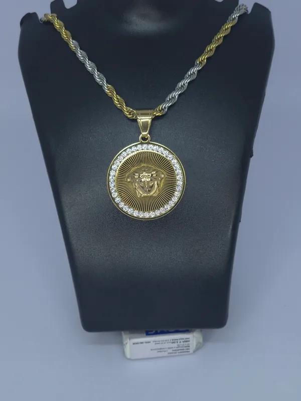 Two_Tone_Lion_Pendant_Necklace_For_Men