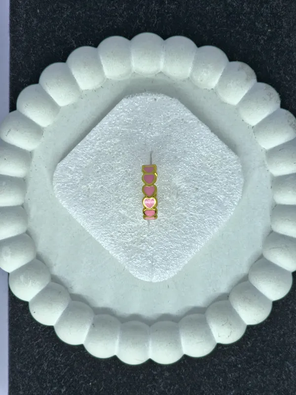 Gold_Tone_Pink_Heart_Accent_Linked_Band_Ring_For_Women
