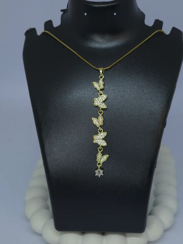 Gold_Tone_Steel_Layered_Butterfly_Pendant_Necklace_For_Women