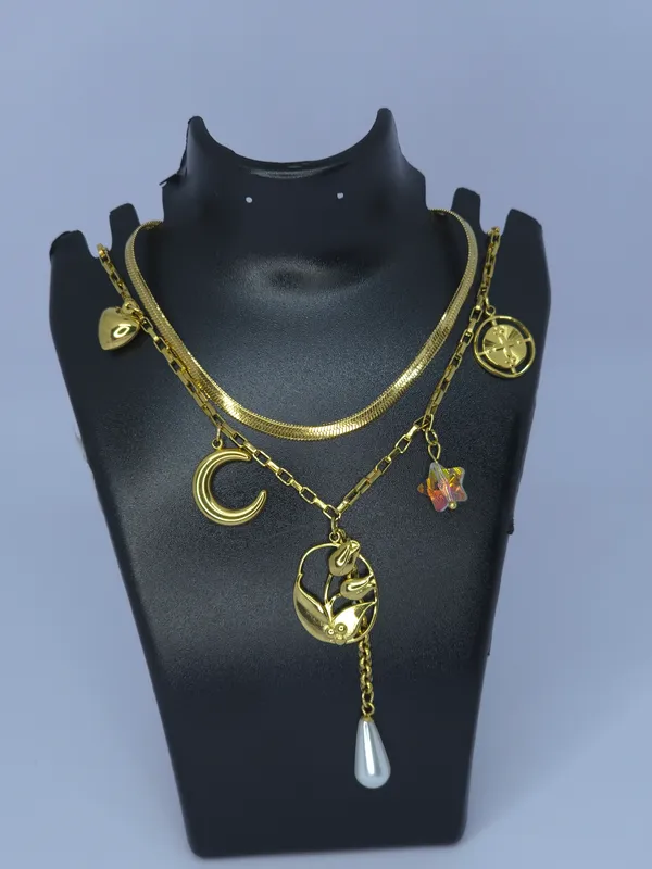 Gold_Tone_Layered_Charm_Necklace_For_Women