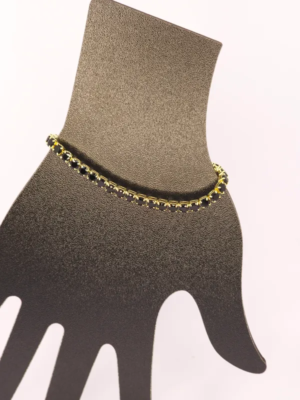Black_Beaded_Gold_Tone_Bracelet_For_Women