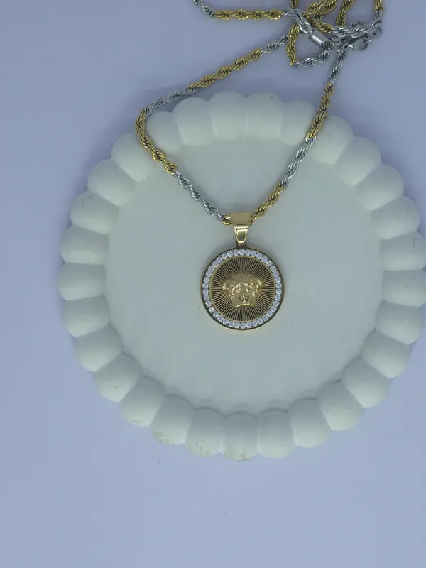 Two_Tone_Lion_Pendant_Necklace_For_Men