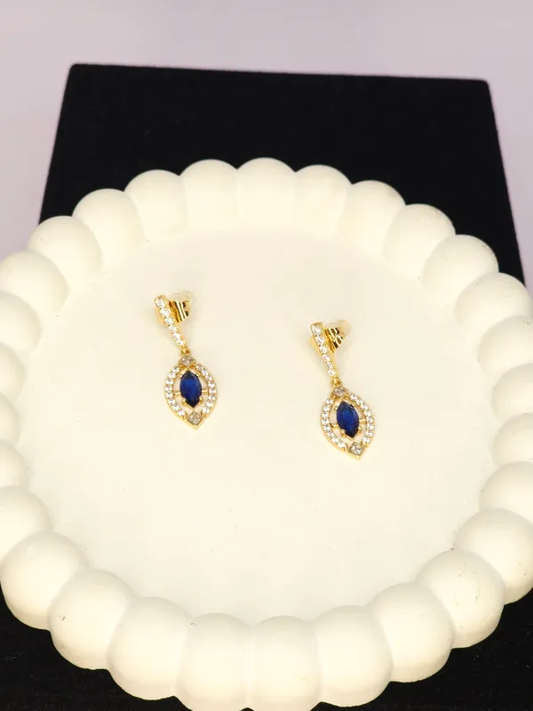 Blue_Gold_Tone_Drop_Earrings_For_Women