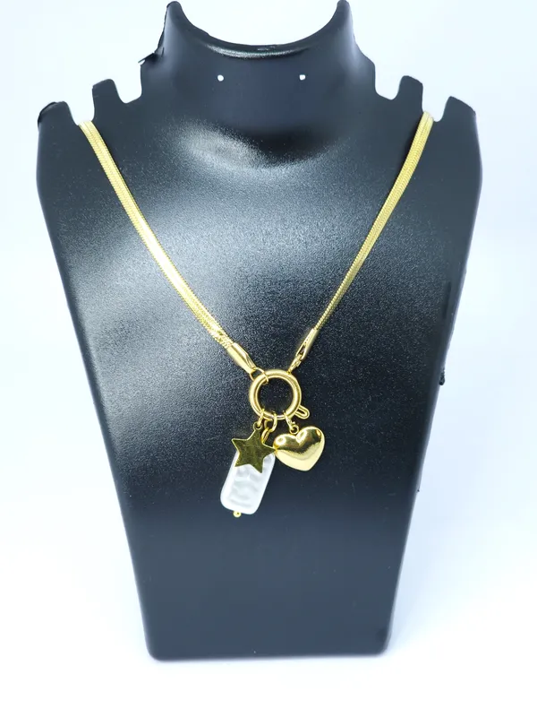 Gold_Tone_Multi_Charm_Star_Heart_Pendant_Necklace_For_Women