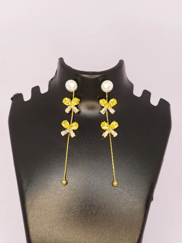 Gold_Tone_Floral_Drop_Earrings_For_Women