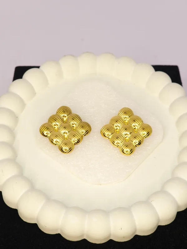 Gold_Tone_Textured_Stud_Earrings_For_Women