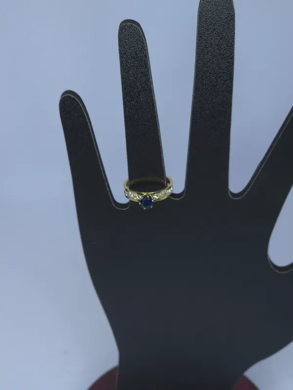 Gold_Tone_Blue_Stone_Solitaire_Band_Ring_For_Women