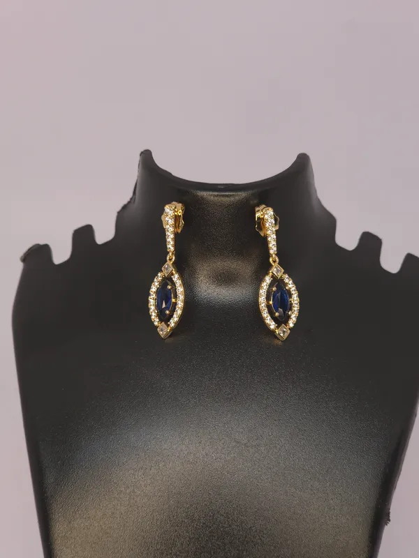 Blue_Gold_Tone_Drop_Earrings_For_Women