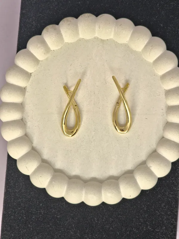 Gold-Tone_Cross_Loop_Earrings_For_Women
