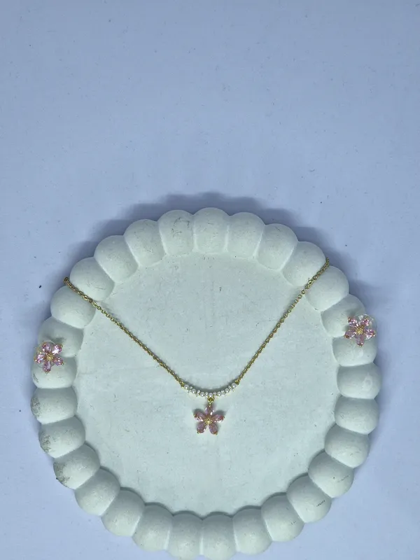 Pink_Floral_Stone_Necklace_Set_For_Women