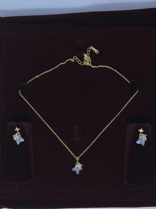 Gold_Tone_Stone_Pendant_Necklace_Set_For_Women
