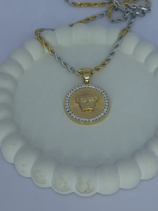 Two_Tone_Lion_Pendant_Necklace_For_Men