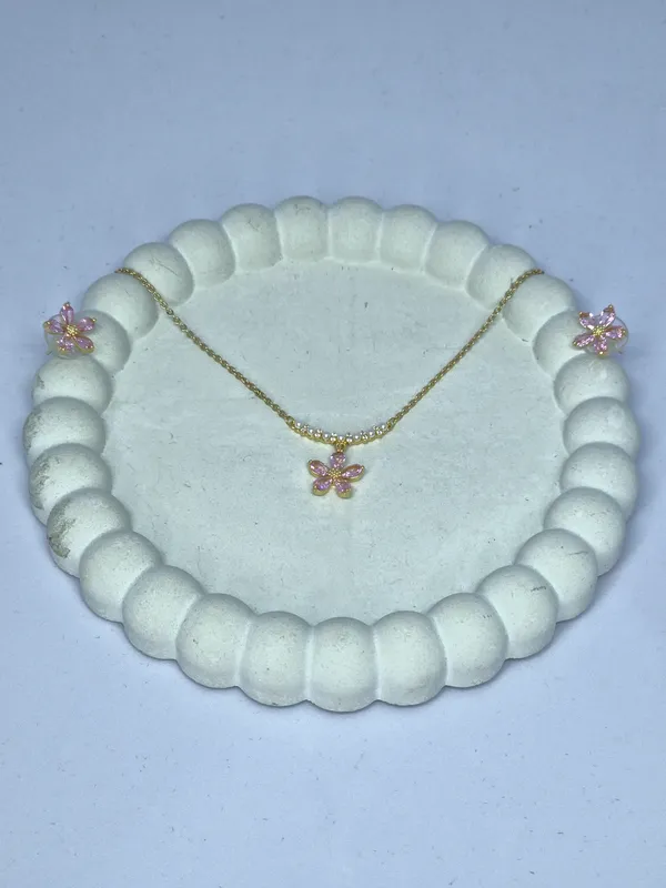 Pink_Floral_Stone_Necklace_Set_For_Women