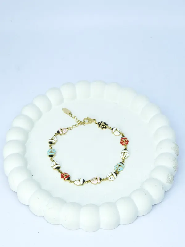 Multicolour_Gold_Tone_Steel_Elephant_Charm_Bracelet_For_Women