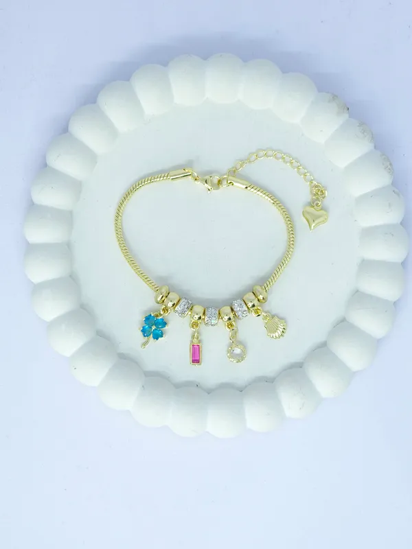 Gold_Blue_Tone_Steel_Multicharm_Pandora_Bracelet_For_Women