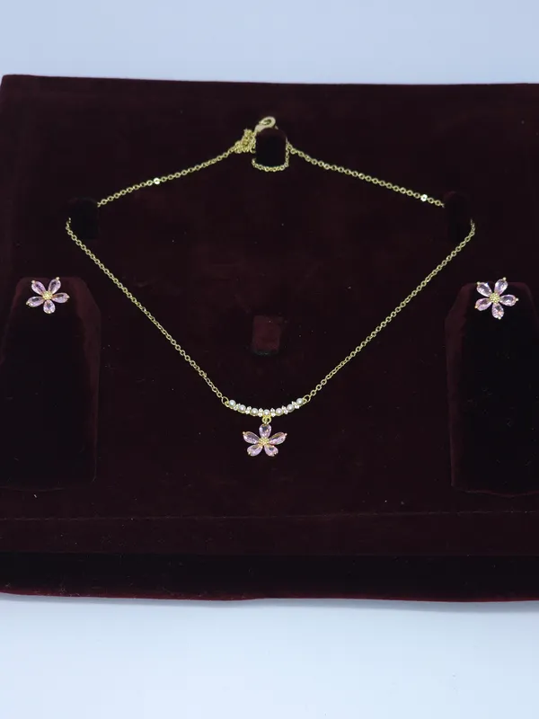 Pink_Floral_Stone_Necklace_Set_For_Women