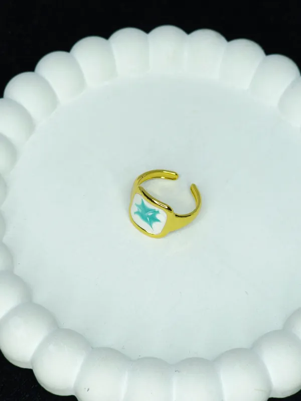 Gold_Tone_Turquoise_Star_Statement_Ring_For_Women