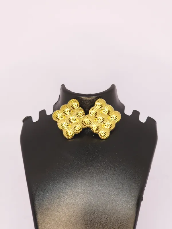 Gold_Tone_Textured_Stud_Earrings_For_Women