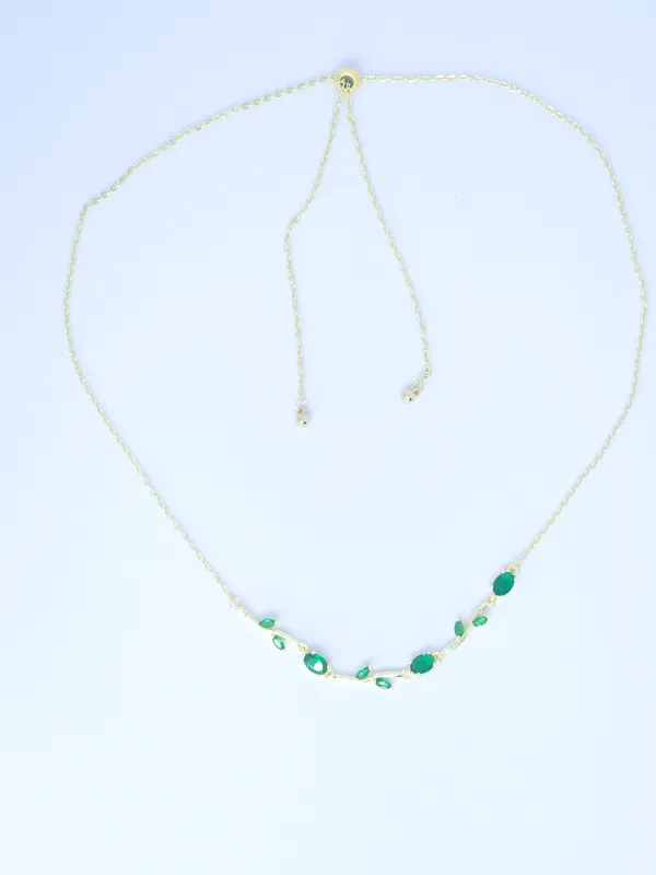Gold_Tone_Green_Stone_Necklace_For_Women