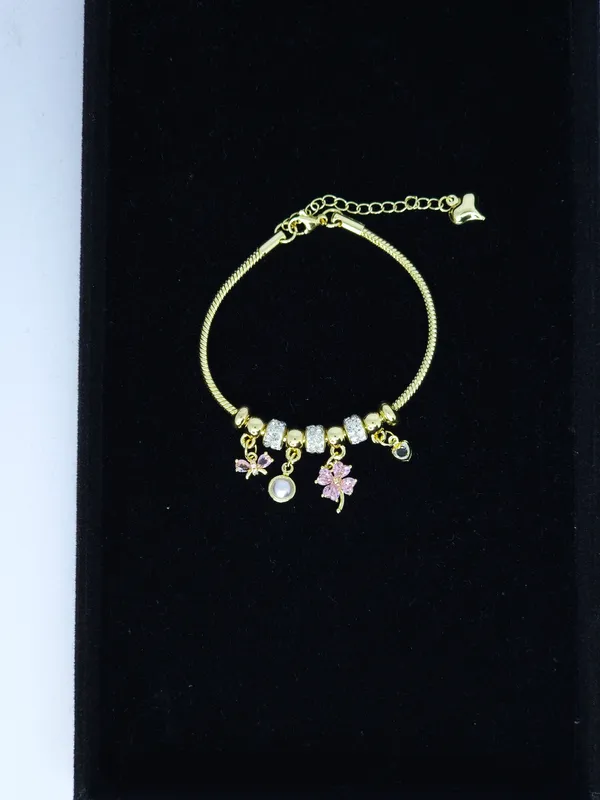 Gold_Tone_Steel_Floral_Charm_Pandora_Bracelet_For_Women