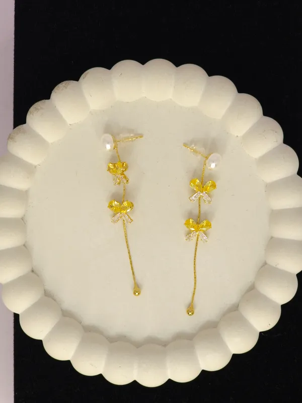 Gold_Tone_Floral_Drop_Earrings_For_Women
