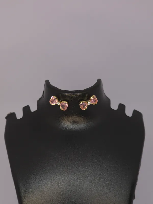 Pink_Stone_Bow_Stud_Earrings