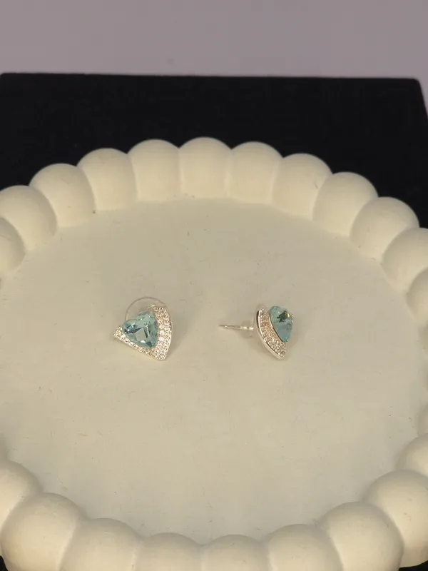 Silver_Tone_Steel_Heart_Aqua_Stone_Stud_Earrings_For_Women