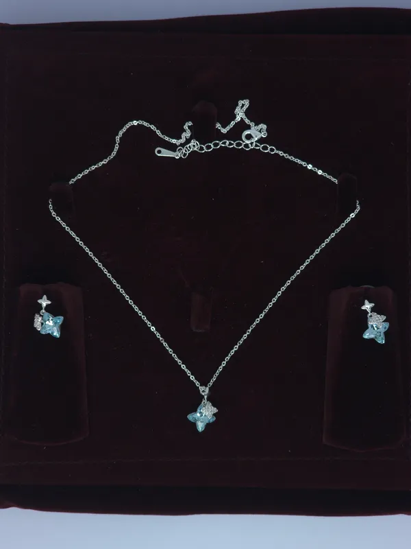 Silver_Tone_Blue_Butterfly_Necklace_And_Earrings_Set