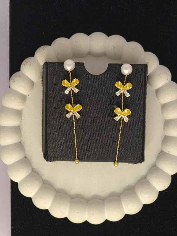 Gold_Tone_Floral_Drop_Earrings_For_Women