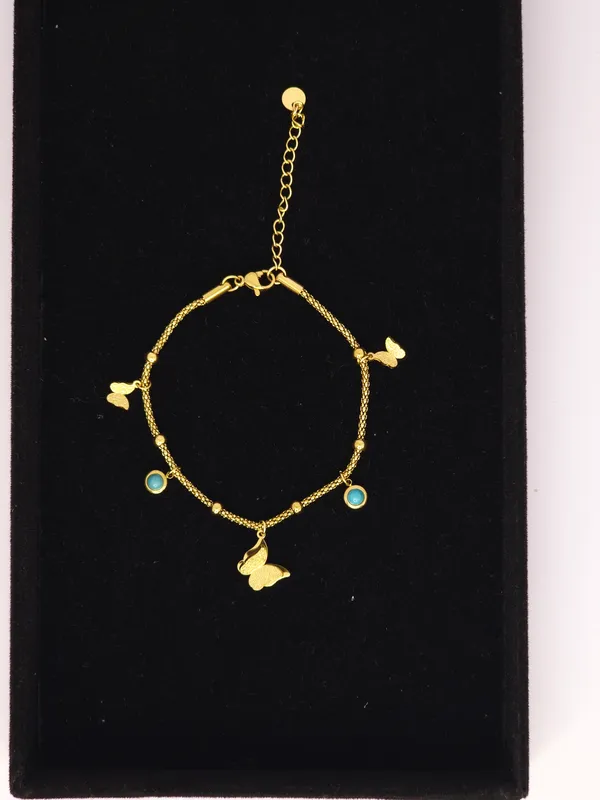 Gold_Tone_Butterfly_Charm_Bracelet_For_Women