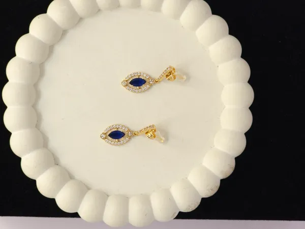 Blue_Gold_Tone_Drop_Earrings_For_Women