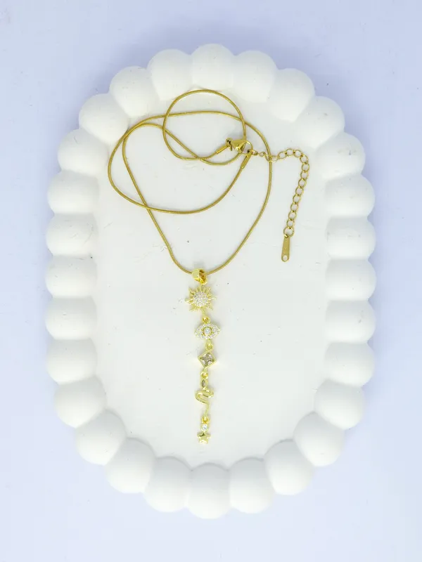 Gold_Tone_Steel_Celestial_Motif_Pendant_Necklace_For_Women