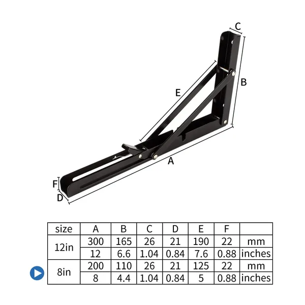 Vinbee_2_Pcs_Folding_Shelf_Brackets_8_Inch_Heavy_Duty_Metal_Collapsible_Shelf_Bracket_Diy_Wall_Mounted_Foldable_Shelf_Bracket_Hinge_Wall_Mounted_Space_Saving_For_Bench_Table