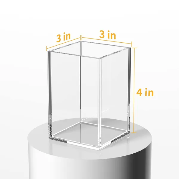 Niubee_Acrylic_Pen_Holder_2_Pack_Clear_Desktop_Pencil_Cup_Stationery_Organizer_For_Office_Desk_Accessory_Acrylic_Clear_Acrylic_Pen_Holder_Durable_Transparent_Design_Organizes_Stationery_And_Makeup_Tools_For_Students_And_Workers