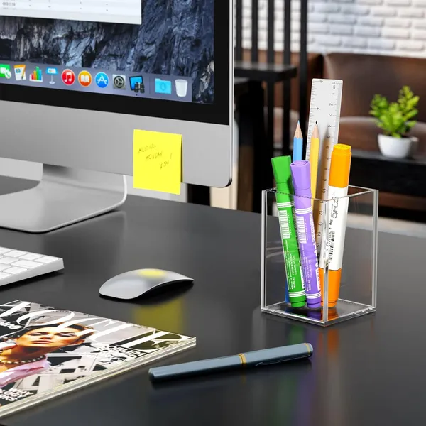 Niubee_Acrylic_Pen_Holder_2_Pack_Clear_Desktop_Pencil_Cup_Stationery_Organizer_For_Office_Desk_Accessory_Acrylic_Clear_Acrylic_Pen_Holder_Durable_Transparent_Design_Organizes_Stationery_And_Makeup_Tools_For_Students_And_Workers