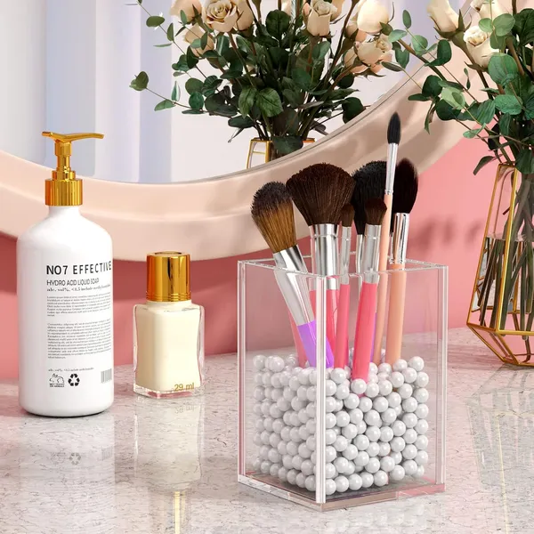 Niubee_Acrylic_Pen_Holder_2_Pack_Clear_Desktop_Pencil_Cup_Stationery_Organizer_For_Office_Desk_Accessory_Acrylic_Clear_Acrylic_Pen_Holder_Durable_Transparent_Design_Organizes_Stationery_And_Makeup_Tools_For_Students_And_Workers