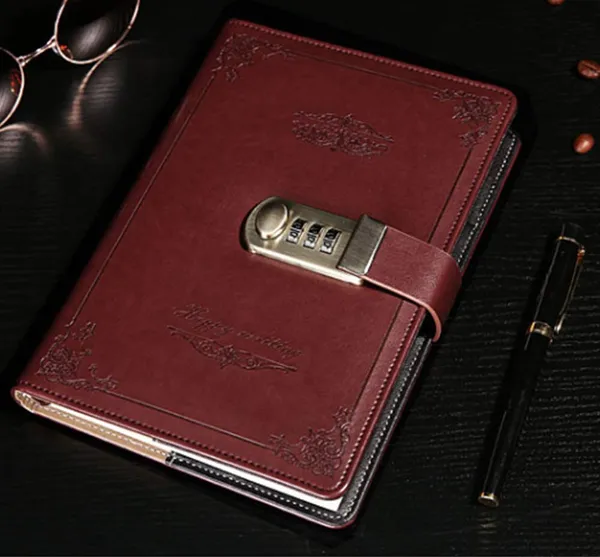 Arrlsdb_Lock_Diary_Leather_Locking_Journal_Writing_Notebook_Vintage_Lock_Personal_Privacy_Diary_Wine_Red