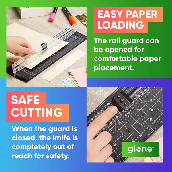 Glone_12_Inch_Paper_Trimmer_A4_Size_Paper_Cutter_With_Automatic_Security_Safeguard_For_Coupon_Craft_Paper_And_Photos_Black