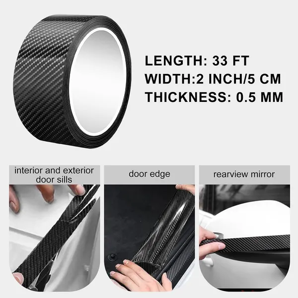 Bumper_Protector_Car_Door_Edge_Guard_5d_Carbon_Fiber_Wrap_Film_Waterproof_Anti_Collision_Strip_For_Car_Door_Guard_Front_And_Rear_Bumper_Door_Sill_Protector_2in_X_33ft_Black_Self_Adhesive_Protective_Strip_For_Door_Edges_Door_Sills_Bumpers_Scratch_And_Chip_Protection