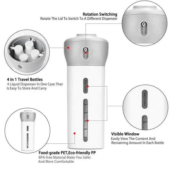 Rrwin_4_In_1_Travel_Bottle_Set_Dispenser_Multifunction_Toiletry_Kits_Cosmetic_Container_For_Toothbrush_Sanitizer_Lotion_Skincare_Soap_Makeup_White_Gray