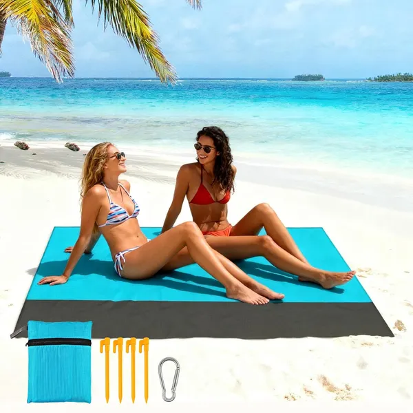 Yoyi_Yoyi_Yoyi_Sand_Free_Beach_Blanket_210t_Polyester_Beach_Mat_Waterproof_Sandproof_For_2_7_Adults_Oversized_55_X69_Lightweight_Pocket_Blanket_For_Travel_Camping_Hiking_Music_Festivals_Blue_69x82