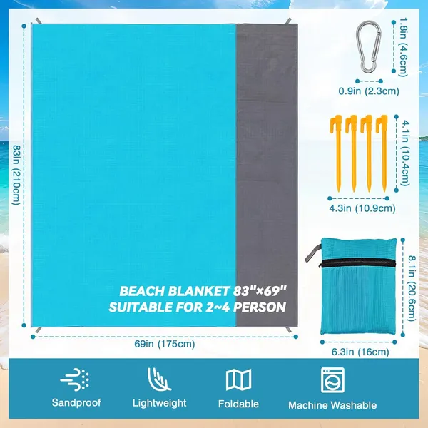 Yoyi_Yoyi_Yoyi_Sand_Free_Beach_Blanket_210t_Polyester_Beach_Mat_Waterproof_Sandproof_For_2_7_Adults_Oversized_55_X69_Lightweight_Pocket_Blanket_For_Travel_Camping_Hiking_Music_Festivals_Blue_69x82