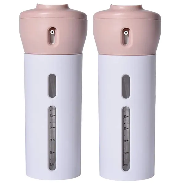 2_Pieces_4_In_1_Travel_Dispenser_Bottle_Sets_Chivenido_4_In_1_Lotion_Shampoo_Gel_Travel_Dispenser_Portable_Leakproof_Rotatable_Shower_Bottles_Refillable_Pink