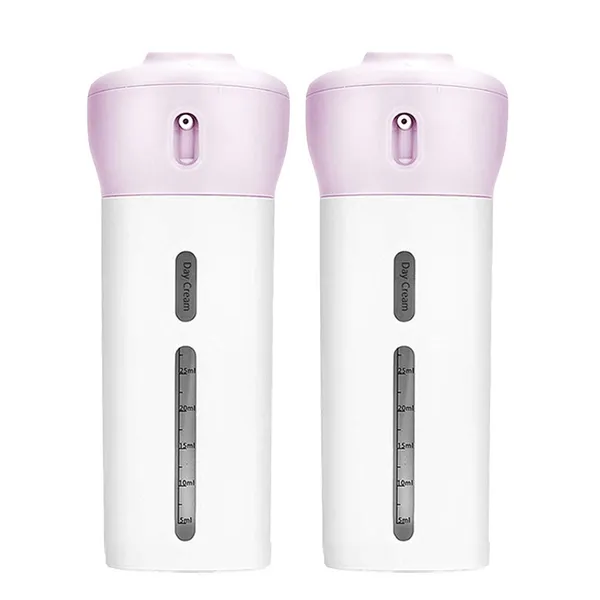 2_Pieces_4_In_1_Travel_Dispenser_Shampoo_Lotion_Gel_Set_Leak_Proof_Travel_Containers_Bottles_For_Toiletries_Body_Wash_Liquid_Cream_Tsa_Approved_Pink_Pink