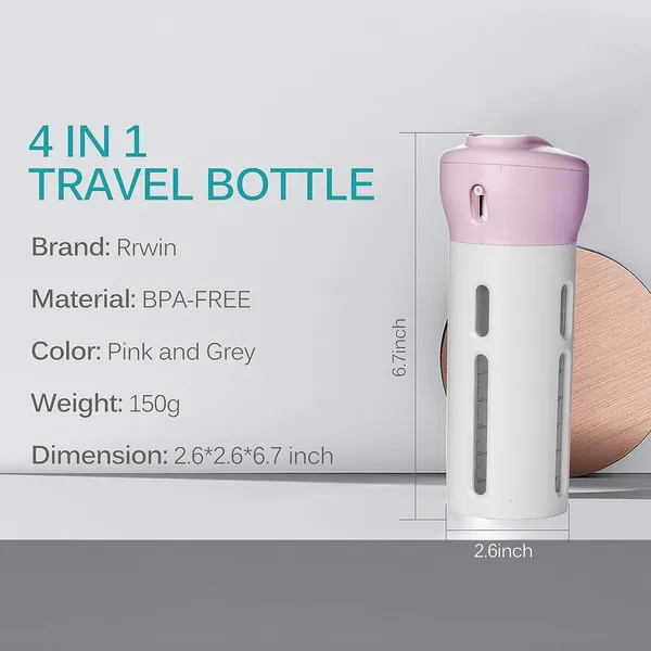 2_Pieces_4_In_1_Travel_Dispenser_Shampoo_Lotion_Gel_Set_Leak_Proof_Travel_Containers_Bottles_For_Toiletries_Body_Wash_Liquid_Cream_Tsa_Approved_Pink_Pink