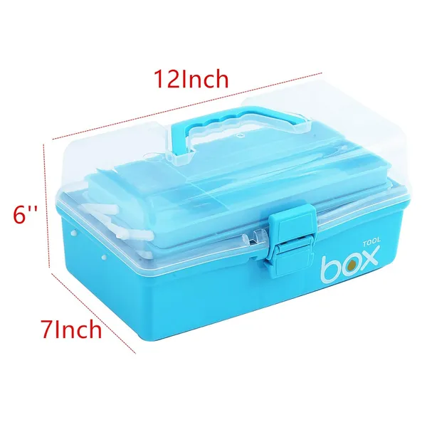 12_Three_Layer_Clear_Plastic_Craft_Storage_Box_Tool_Box_Sewing_Box_Organizer_Art_Storage_Box_With_Handle_Light_Blue