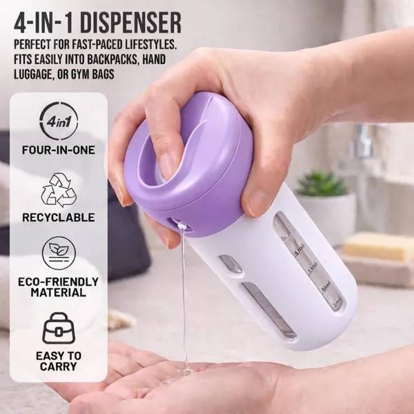 Travigo_4_In_1_Travel_Bottle_Dispenser_Includes_Four_Empty_Reusable_1_4_Oz_40_Ml_Cosmetic_Toiletry_Containers_For_Sanitizer_Soap_Lotions_Skincare_Makeup_Products_Black_Purple