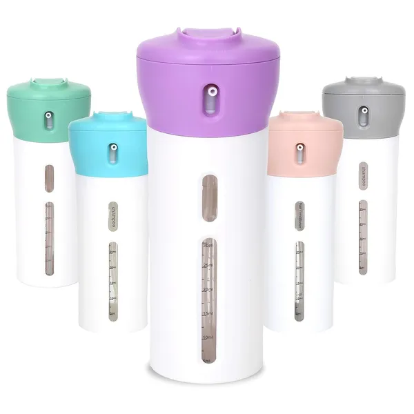 Travigo_4_In_1_Travel_Bottle_Dispenser_Includes_Four_Empty_Reusable_1_4_Oz_40_Ml_Cosmetic_Toiletry_Containers_For_Sanitizer_Soap_Lotions_Skincare_Makeup_Products_Black_Purple