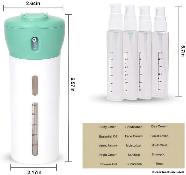 Travigo_4_In_1_Travel_Dispenser_Bottle_Sets_Includes_Four_40_Ml_Cosmetic_Toiletries_Tsa_Approved_Refillable_Leakproof_Liquid_Containers_For_Shampoo_Lotions_Skincare_Makeup_Products_Inc_Labels_Green