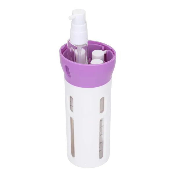 Travigo_2_Pieces_4_In_1_Travel_Bottle_Set_Dispenser_Includes_Four_40_Ml_Cosmetic_Toiletry_Containers_For_Shampoo_Lotions_Skincare_Makeup_Products_Gray_Purple_2_Pc_Set